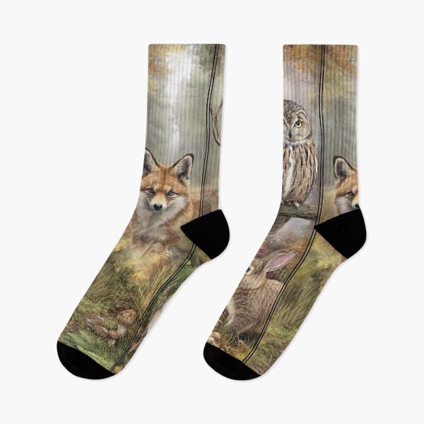 Item preview, Enchanted woodland creatures in a four-panel art collage. designed and sold by Piotrek0001.