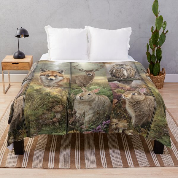 Item preview, Enchanted woodland creatures in a four-panel art collage. designed and sold by Piotrek0001.