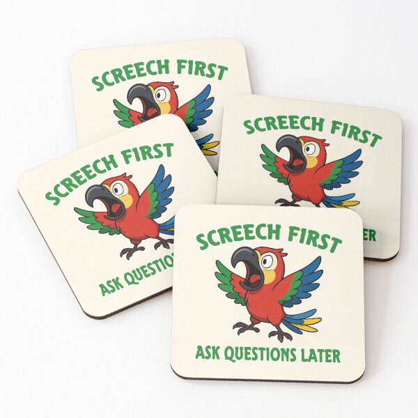 Item preview, Screech First Ask Questions Later Funny Parrot Design designed and sold by Rocklights.