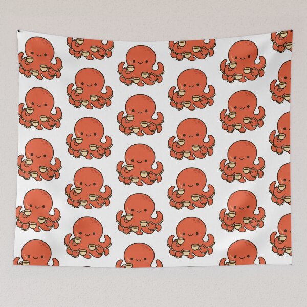 Item preview, Octopus Holding Tiny Teacups designed and sold by ֍ NishlaArts ֍.