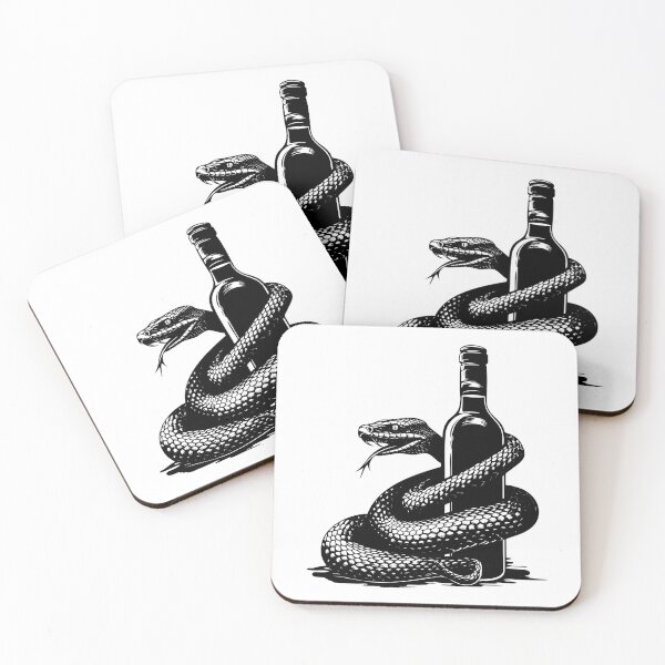 Item preview, Snake Wrapped Around Wine Bottle – Gothic Ink Drawing Design designed and sold by inkoutninja.