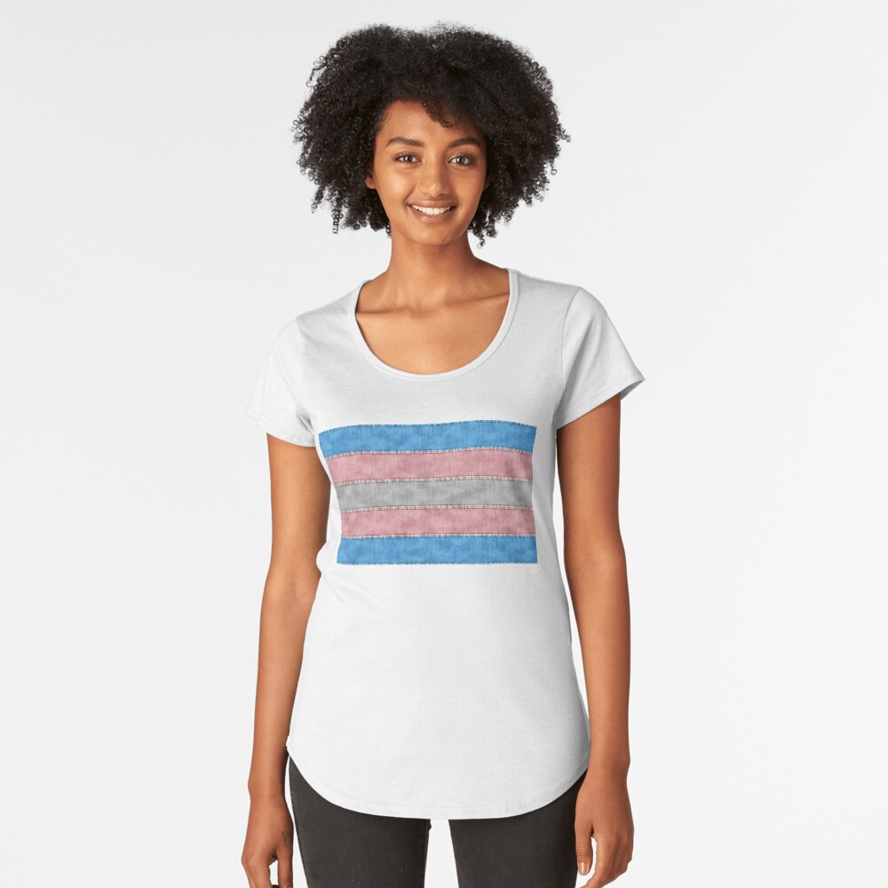 Transgender Denim Flag Premium Scoop T-Shirt