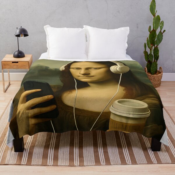 Item preview, Mona Lisa with Headphones and Coffee designed and sold by paulrommer.