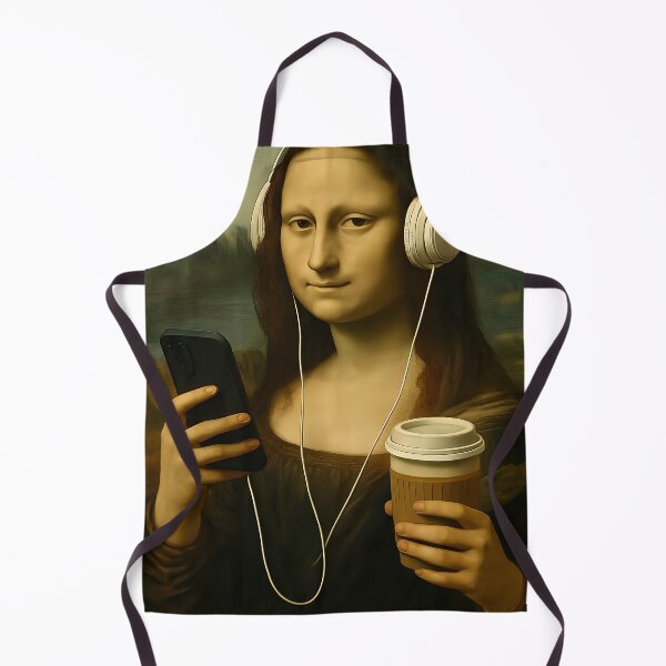 Item preview, Mona Lisa with Headphones and Coffee designed and sold by paulrommer.