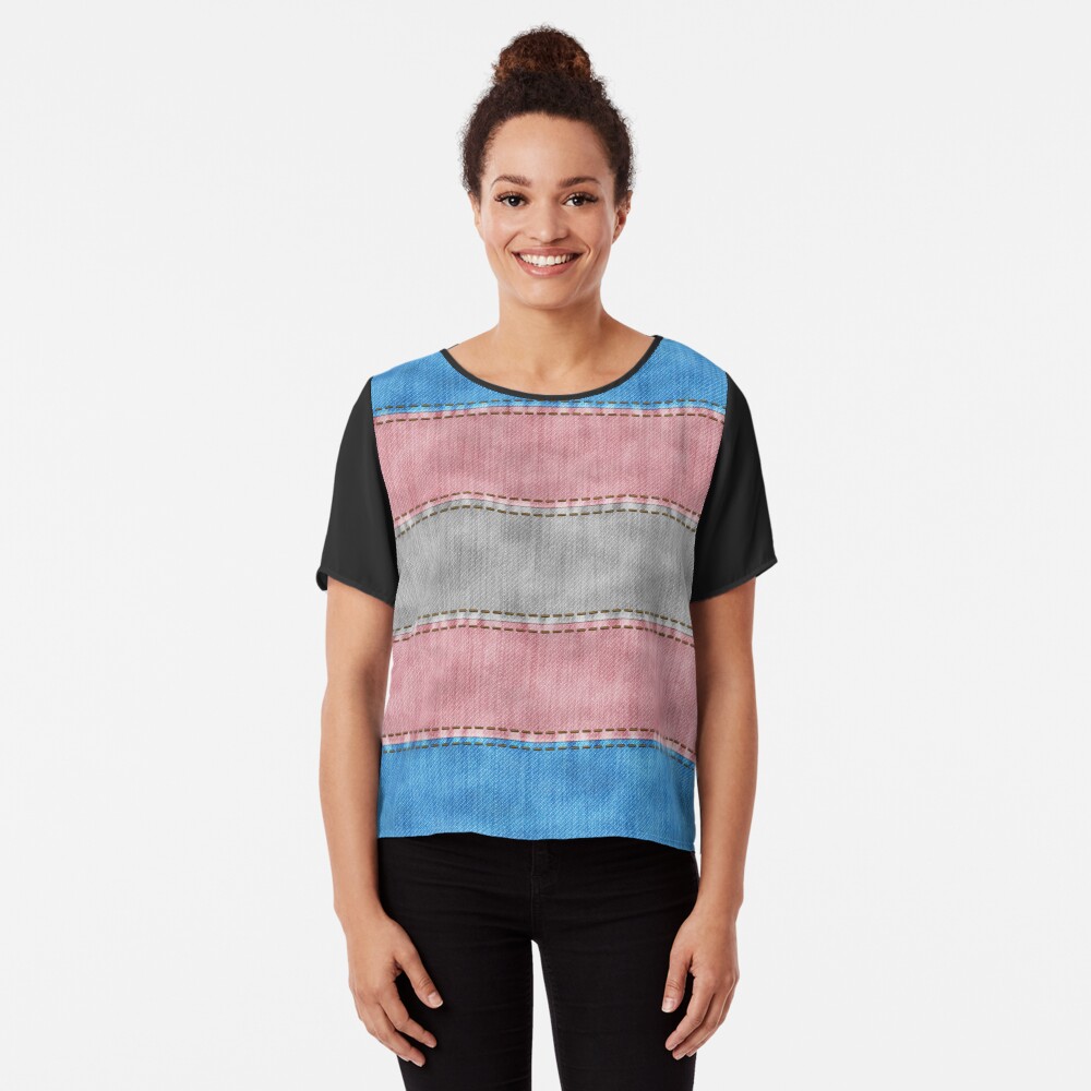 Transgender Denim Flag Chiffon Top