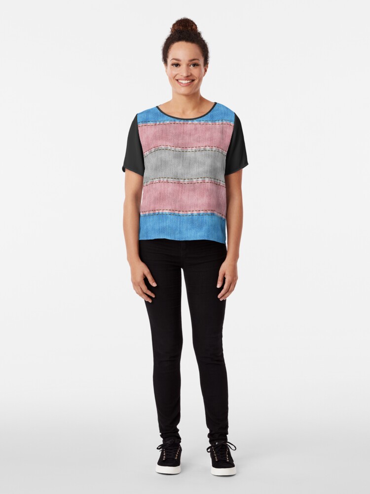 Alternate view of Transgender Denim Flag Chiffon Top
