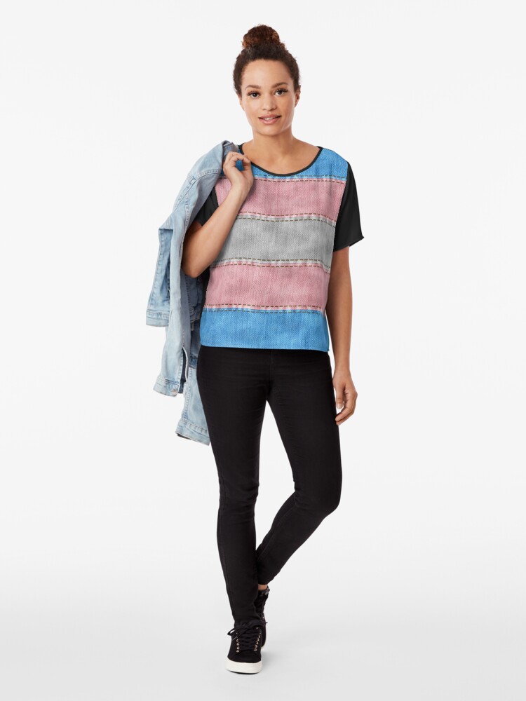 Alternate view of Transgender Denim Flag Chiffon Top