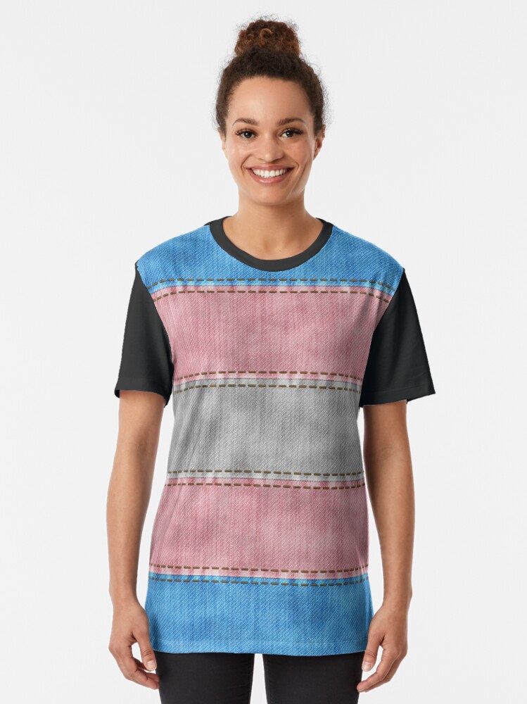 Alternate view of Transgender Denim Flag Graphic T-Shirt