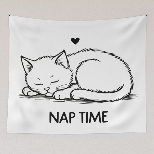 Item preview, Curled-Up Cat Art for Nap Lovers designed and sold by Iuqiune.