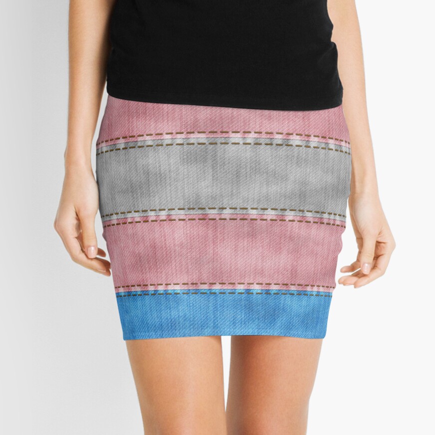 Transgender Denim Flag Mini Skirt