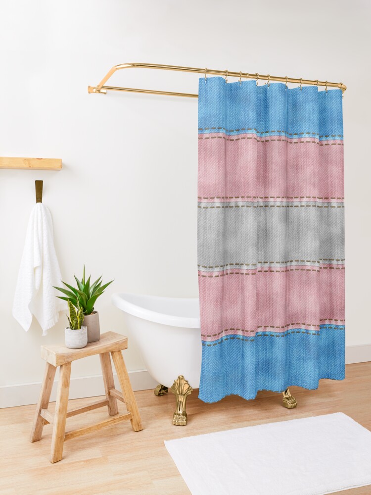 Alternate view of Transgender Denim Flag Shower Curtain