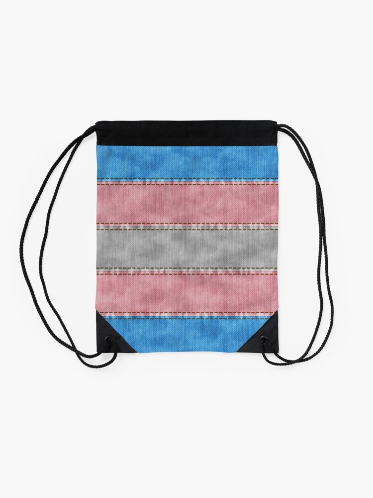 Alternate view of Transgender Denim Flag Drawstring Bag