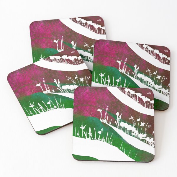 Item preview, Silhouette Landscape with Grass Field and Two Rivers – Minimal Nature Poster designed and sold by MilkaMillyBoo.
