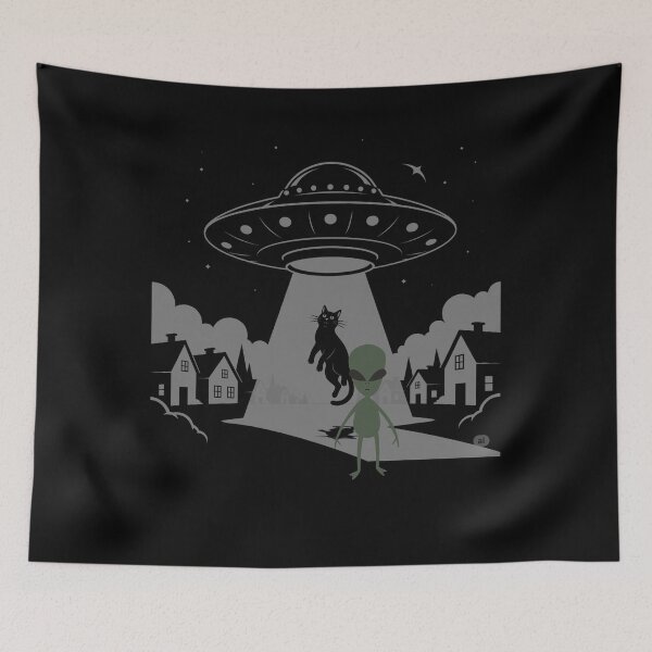Item preview, UFO Cat Abduction: Funny Alien Encounter Sci-Fi Graphic designed and sold by Teez Haven.