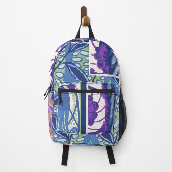 Item preview, Bold Vintage Botanical Collage – Art Deco Floral Pattern in Blue, Purple, Coral designed and sold by trajeado14.