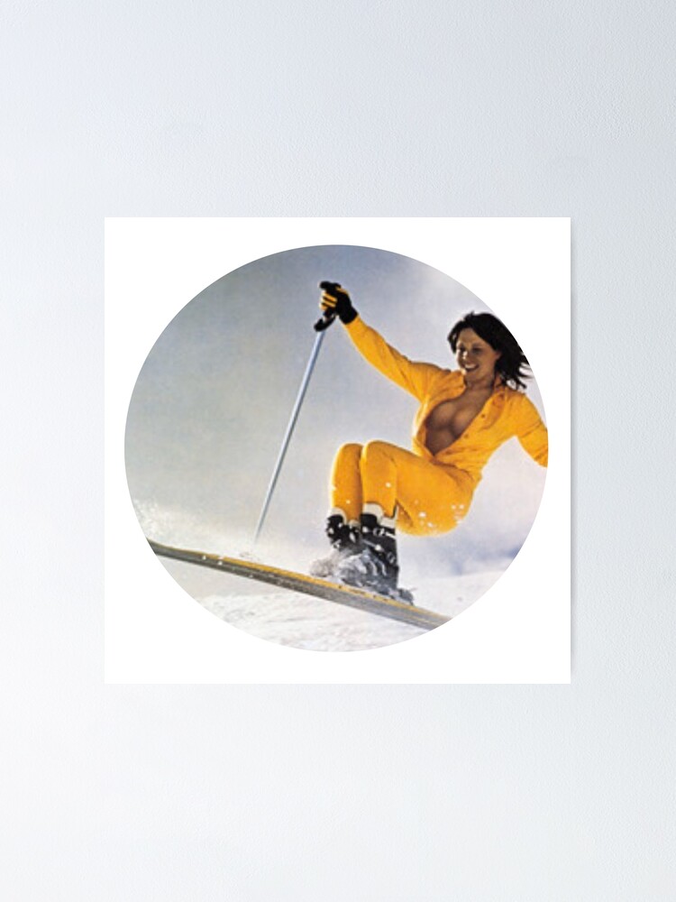 70年代 ビンテージ SKIPOLES＆SKI スキー デザイン ポスター Babes and Ski Jumper Vintage Ski Poster (Black & White or