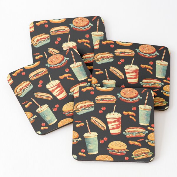 Item preview, Fast Food and Drinks Pattern | Retro Style designed and sold by UnhingedBird.