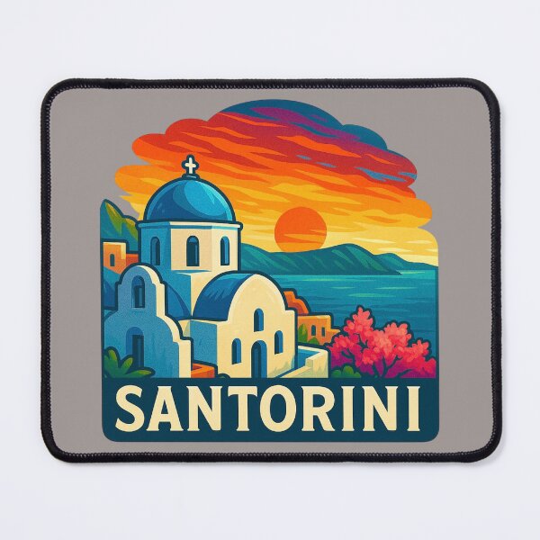 Item preview, Santorini Sunset - Blue Domes & Aegean Views designed and sold by Myra365Art.