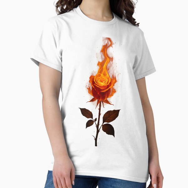 Aperçu de l'œuvre Art de la rose ardente – Motif floral flamboyant, symbole de passion, de puissance, de résilience, d'amour et de renaissance – Illustration florale spectaculaire pour affiches, autocollants, cadeaux et décorations créée et vendue par Motifai.