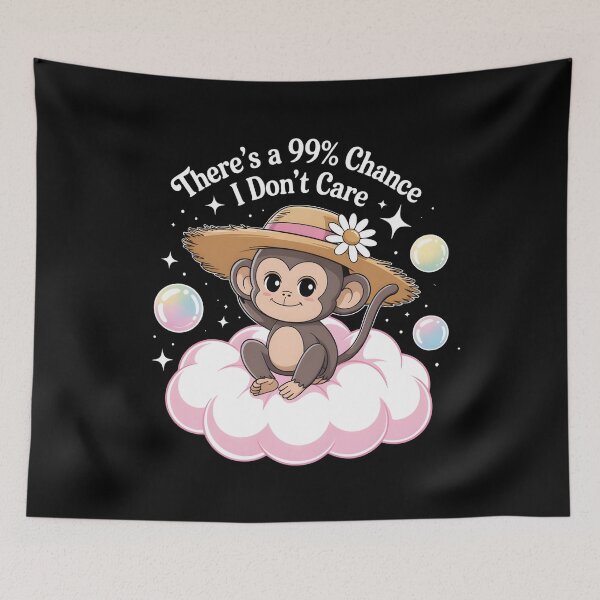 Item preview, There's a 99% Chance I Don't Care- Funny Sarcastic Monkey Quote  designed and sold by LovelyEvaDesign.