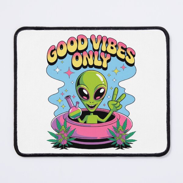 Item preview, Good Vibes Only Alien – Retro Weedcore Psychedelic Space Design designed and sold by ARTReMi.