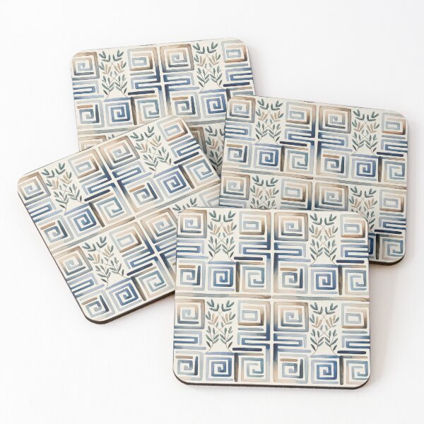 Item preview, Watercolor Blue Greek key  designed and sold by Tamas Das.