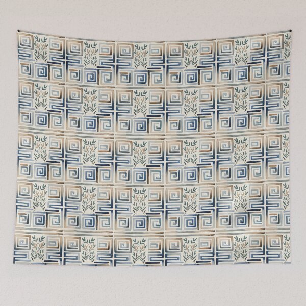 Item preview, Watercolor Blue Greek key  designed and sold by Tamas Das.
