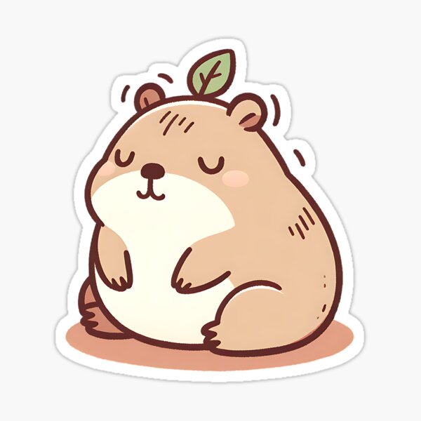 Item preview, Chibi Capybara mit Blatt – Pastell-Anime Illustration designed and sold by FreshPixelArt.