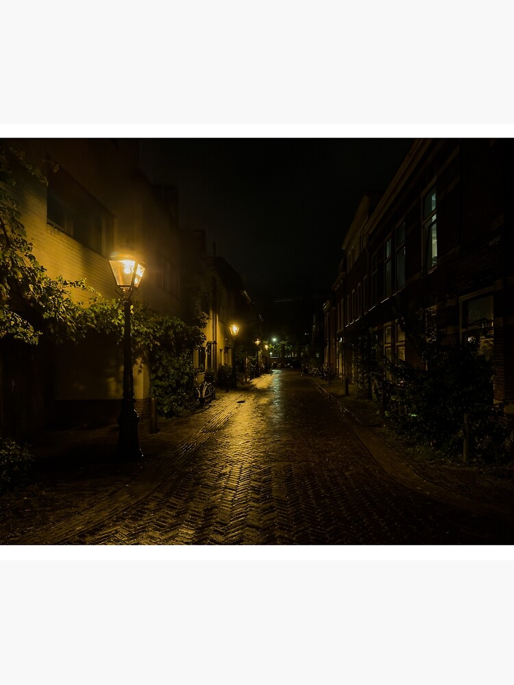Thumbnail 2 of 2, Duvet Cover, Rain-Wet Cobblestone Alley, Leiden designed and sold by expat-camera.