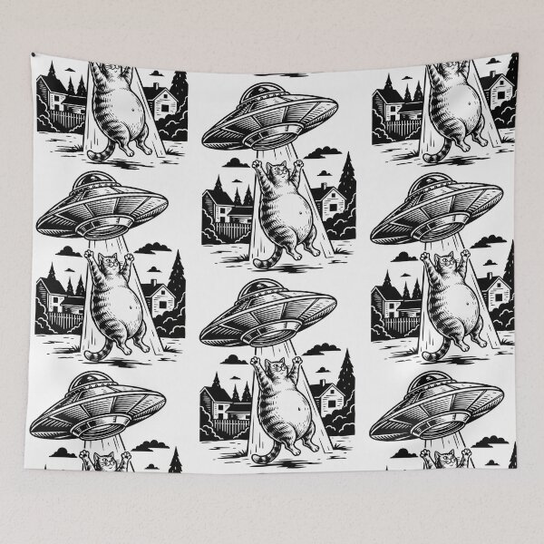 Item preview, UFO Cat Abduction: Funny Alien Encounter Sci-Fi Graphic designed and sold by Teez Haven.