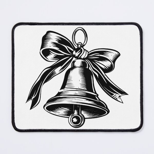 Item preview, Vintage Christmas Bell with Ribbon – Classic Holiday Ink Drawing designed and sold by inkoutninja.