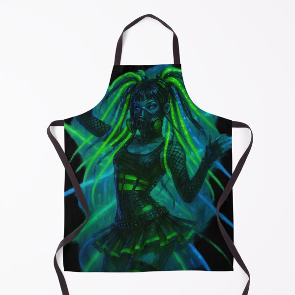 Item preview, Cyber Goth Girl with Neon Dreads and Gas Mask designed and sold by Uglyandcute.