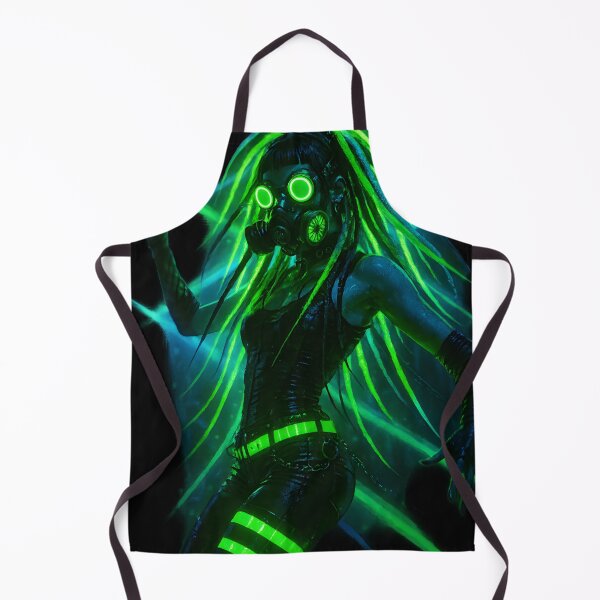 Item preview, Cyber Goth Girl with Neon Dreads and Gas Mask designed and sold by Uglyandcute.