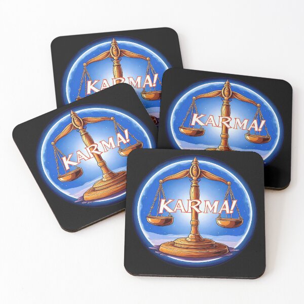 Item preview, A representation of A scale of Justice with the big phrase "KARMA!" in the centre Inside a circle. designed and sold by Giulivo Store Graphic.