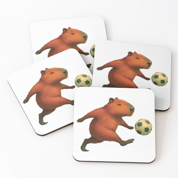 Item preview, Capybara Playing Football designed and sold by CuteArtPack.