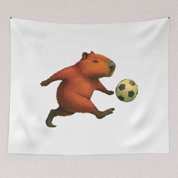 Item preview, Capybara Playing Football designed and sold by CuteArtPack.