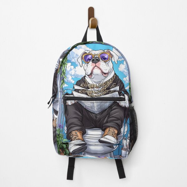 Item preview, Animal Toilet Bulldog Reading Newspaper Sporting Gold Chains Island Vibe designed and sold by juniorcastros.