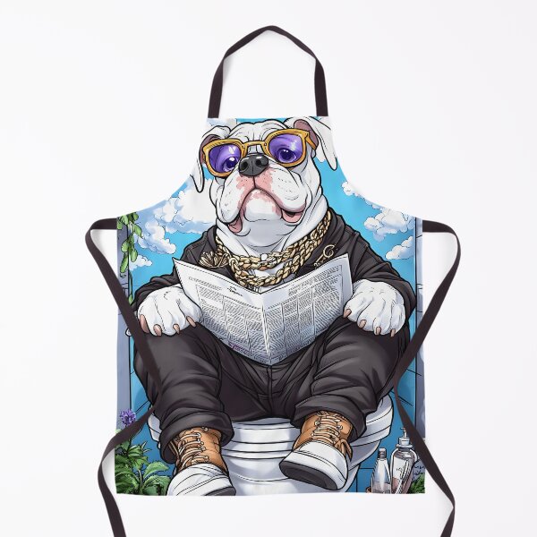 Item preview, Animal Toilet Bulldog Reading Newspaper Sporting Gold Chains Island Vibe designed and sold by juniorcastros.