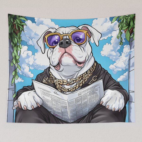 Item preview, Animal Toilet Bulldog Reading Newspaper Sporting Gold Chains Island Vibe designed and sold by juniorcastros.