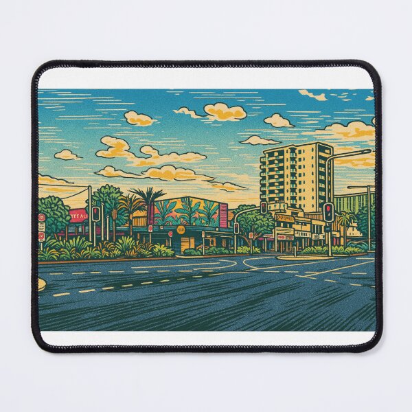 Item preview, Cairns Street Scene | Retro Tropical Cityscape Art - Urban Australia Vibes designed and sold by GEEEN.