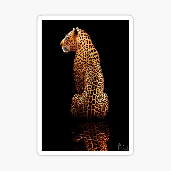 Item preview, Elegant leopard on a black background designed and sold by PeterPossArt.