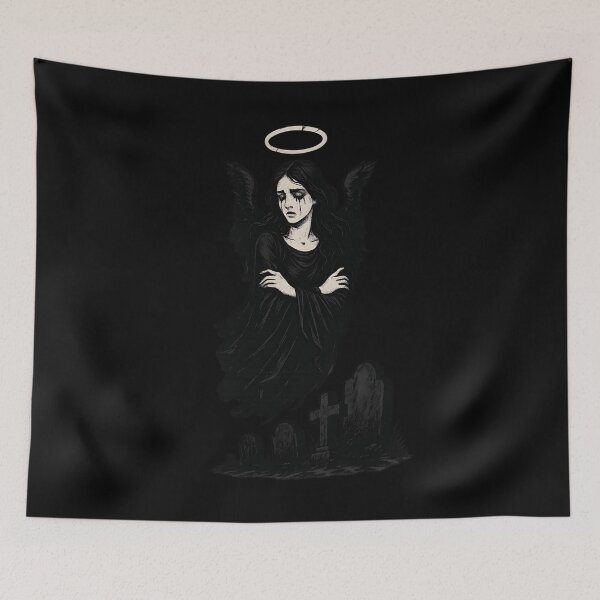 Item preview, Fallen Goth Angel with Black Wings and Halo designed and sold by Uglyandcute.