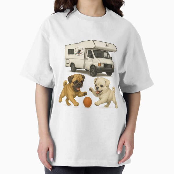 Item preview, “Pug adventures on the road – fun in front of the camper” designed and sold by MitMopsundHerz Rosinchens_Welt.