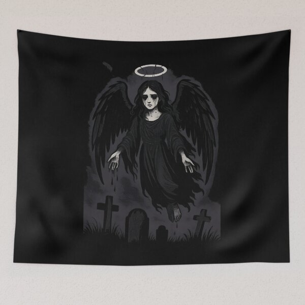 Item preview, Fallen Goth Angel with Black Wings and Halo designed and sold by Uglyandcute.
