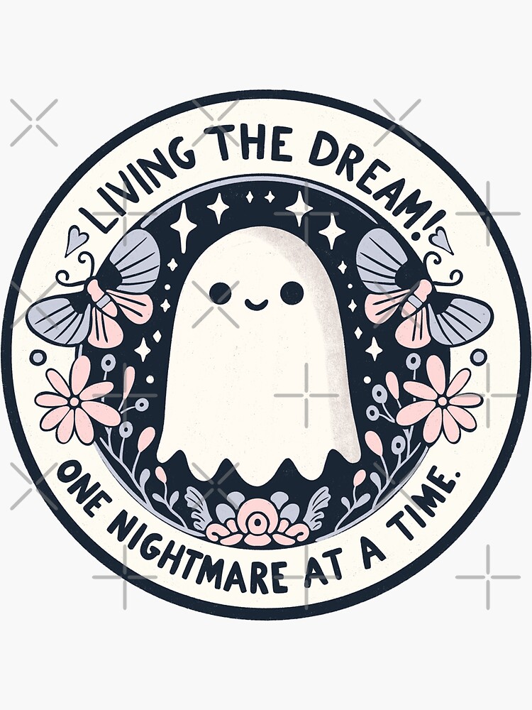 Thumbnail 4 of 4, Sticker, Living the dream - cute ghost designed and sold by Itouchedabee.