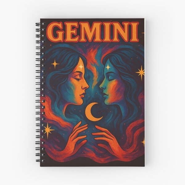 Aperçu de l'œuvre Autocollant psychédélique du zodiaque Gémeaux cosmique créée et vendue par Mo & Ko Design.
