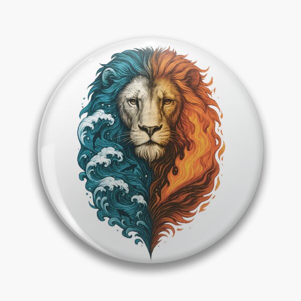 Item preview, Elemental Lion: Fierce Water and Fire Yin Yang Design designed and sold by Shoot-The-Moon.