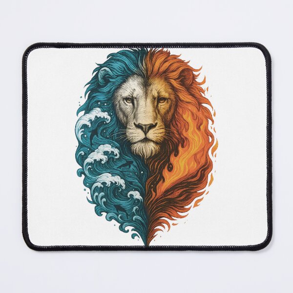 Item preview, Elemental Lion: Fierce Water and Fire Yin Yang Design designed and sold by Shoot-The-Moon.
