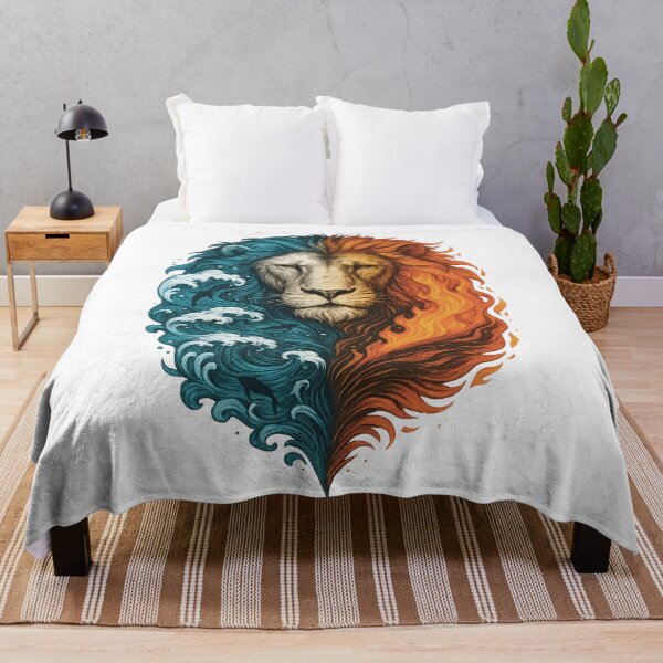 Item preview, Elemental Lion: Fierce Water and Fire Yin Yang Design designed and sold by Shoot-The-Moon.