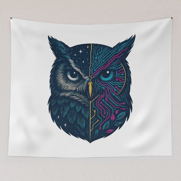 Item preview, Cyber Owl: Futuristic Tech and Nature Hybrid Design designed and sold by Shoot-The-Moon.